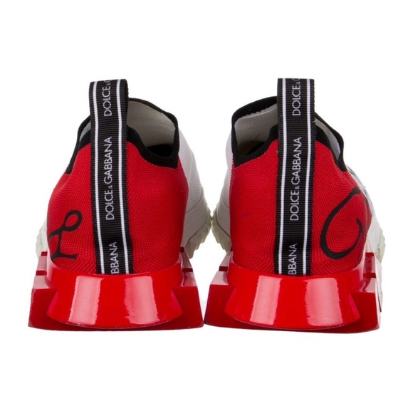 Dolce & Gabbana Red & White Colourblock Slip-On Sneakers – Size 11 (EU 44) - Picture 3 of 4